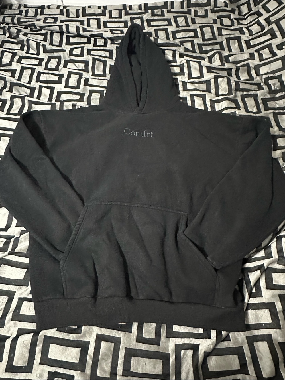 Comfort Black Hooded Sweatshirt  unisex
